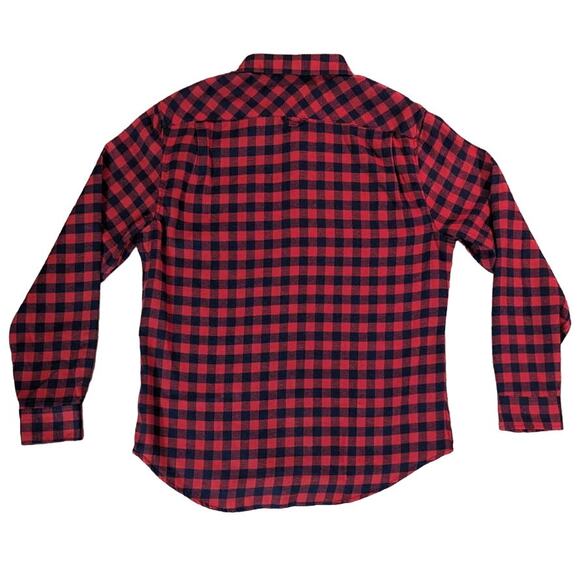 EUC Mens JACHS NEW YORK Recycled Red & Black Flannel Shirt Size LARGE - Picture 2 of 3